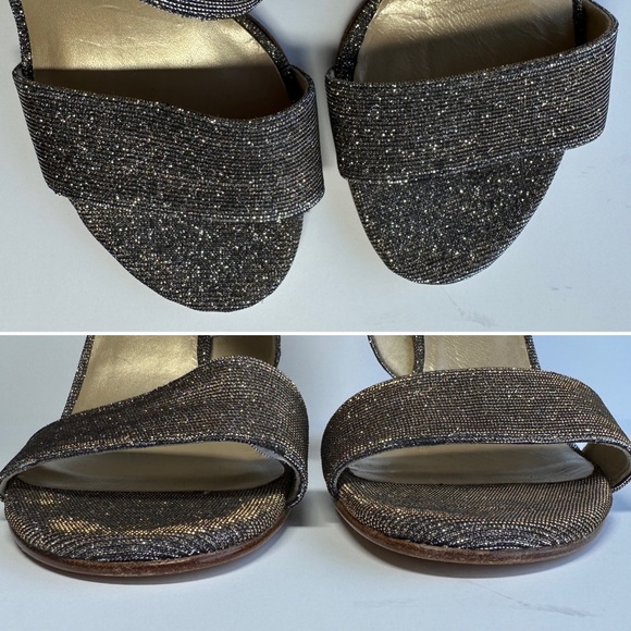 Stuart Weitzman Lineone Pyrite Nocturn Wedge Sandal Dark Silver Glitter Sparkle - Picture 10 of 16
